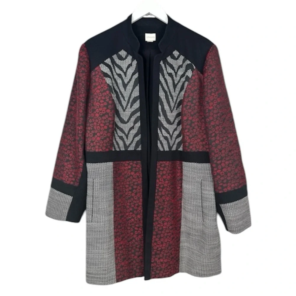 Chico’s Mixed-Media Duster Jacket Zebra Print Size XL or 16